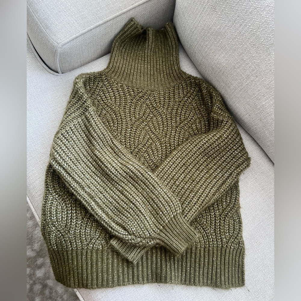 Heathered Olive Green Turtleneck Sweater
